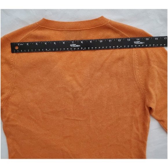 Cashmere Fenn Wright Manson Sweater Dark Peach V-Neck Rolled Hem Sz M Old Money - Picture 8 of 8